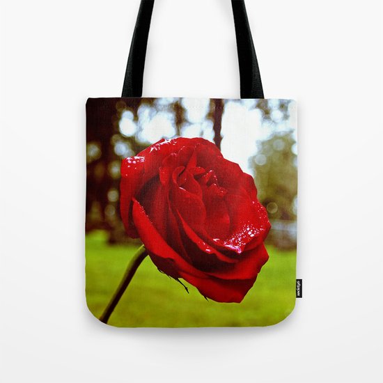 Single red rose Tote Bag