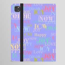 Enjoy The Colors - Colorful typography modern abstract pattern on Periwinkle blue color iPad Folio Case