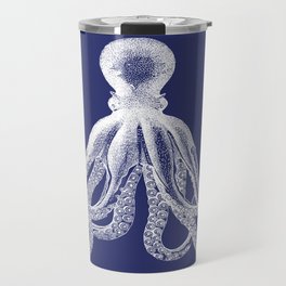 Octopus | Vintage Octopus | Tentacles | Navy Blue and White | Travel Mug
