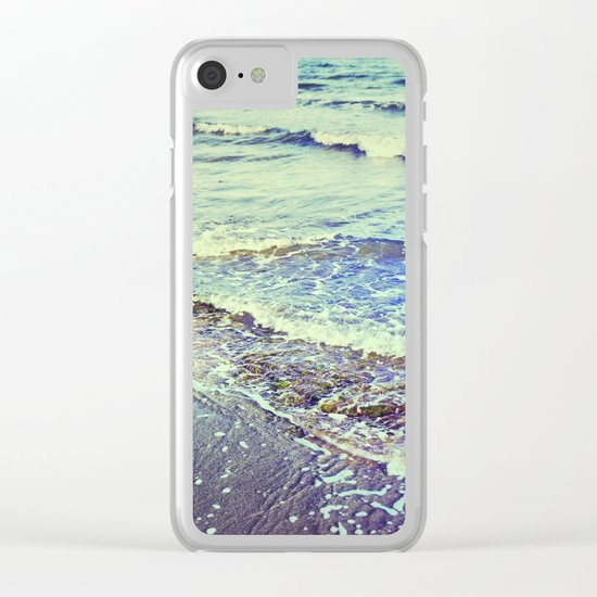 Retro beach. Summer Waves Clear iPhone Case