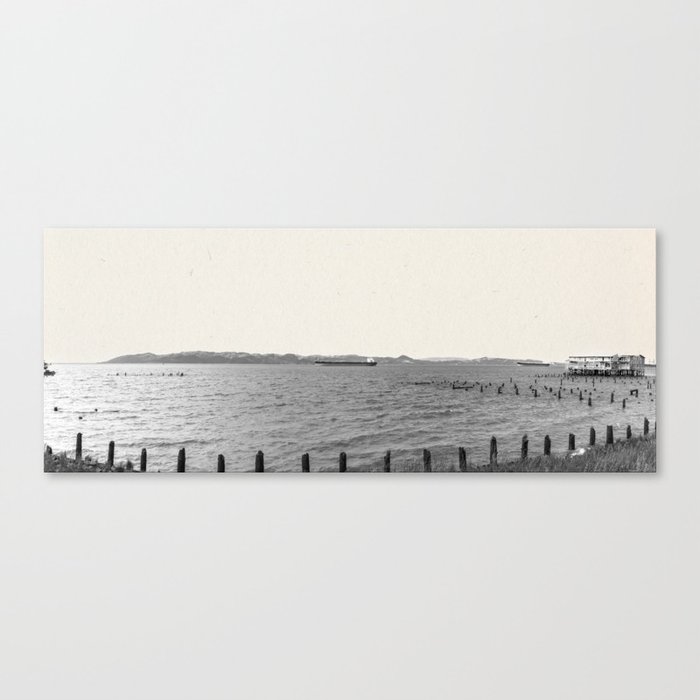 Astoria Oregon | Black and White Panoramic Photography Canvas Print