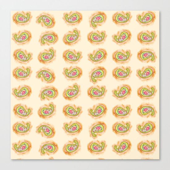 Paisley Watercolor in Tea (tan brown) Canvas Print