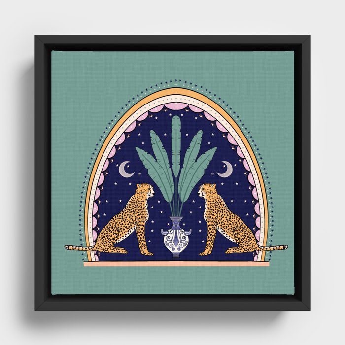 Modern cheetah couple in Middle East  Framed Canvas