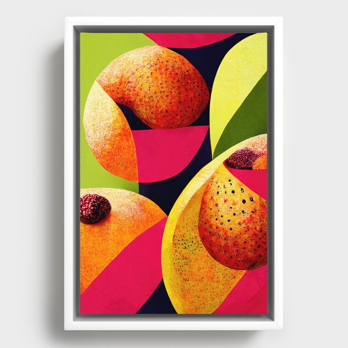 Orange Blitz - Abstract Minimalist Digital Retro Poster Art Framed Canvas