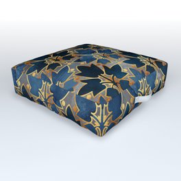 Abstract Leaves Pattern (copper& prussian blue) Outdoor Floor Cushion