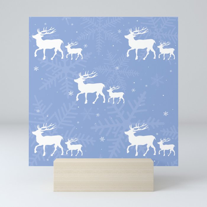 Reindeers In The Snow Mini Art Print