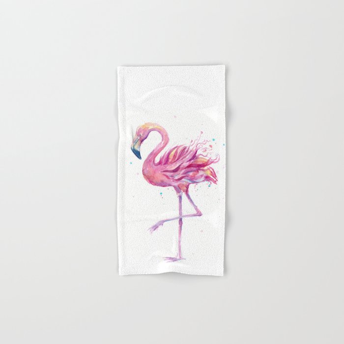 Fancy Pink Flamingo Hand Bath Towel by Olechka Society6
