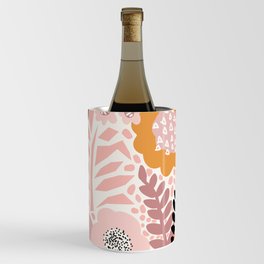 Large Pastel Floral Pattern Orange Pink White Black Gold Meadow Wine Chiller
