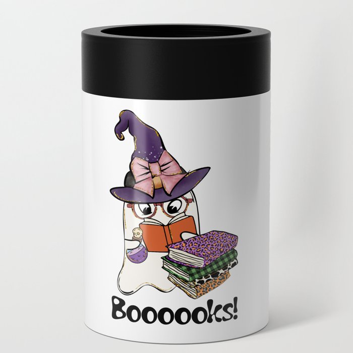 Halloween funny cute ghost reading books Can Cooler