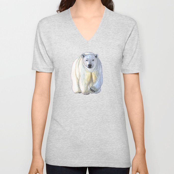 Polar bear in the icy dawn V Neck T Shirt