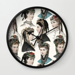 Elegant Victorian Women in Vintage Fashions Wall Clock | 19Thcentury, Pattern, Victorian, Vintage, Hats, Millenrey, Millener, Boutique, Clothingstore, Antique 