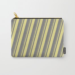 [ Thumbnail: Tan and Gray Colored Lines Pattern Carry-All Pouch ]