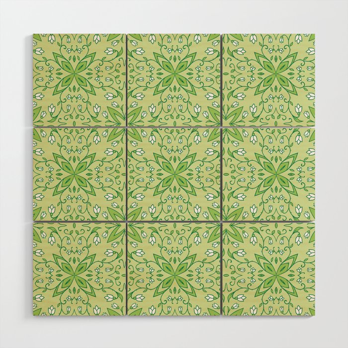 Light Green Flowers Garden Wood Wall Art