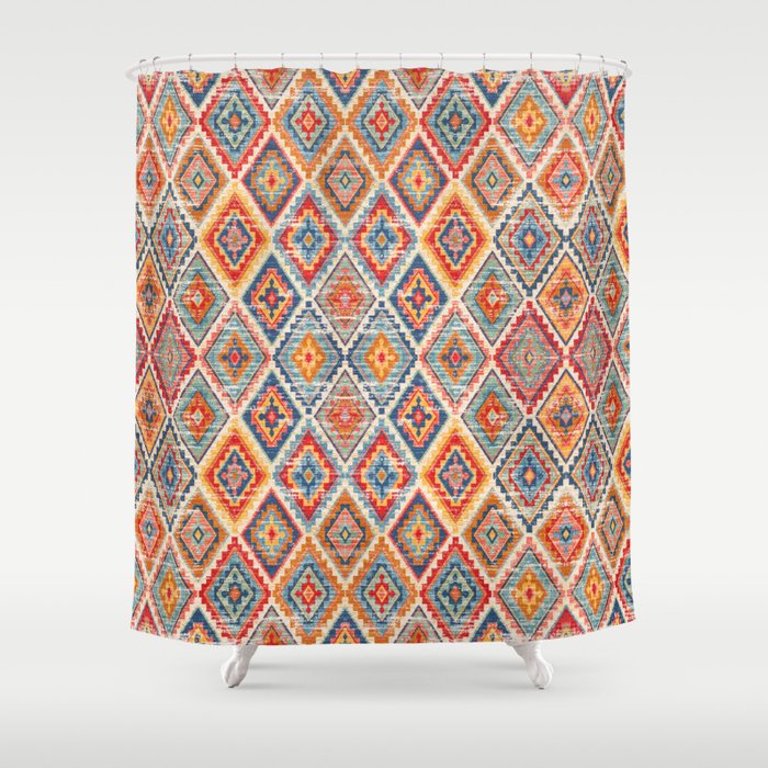 Vibrant Patterns: Oriental Moroccan Geometrics Shower Curtain