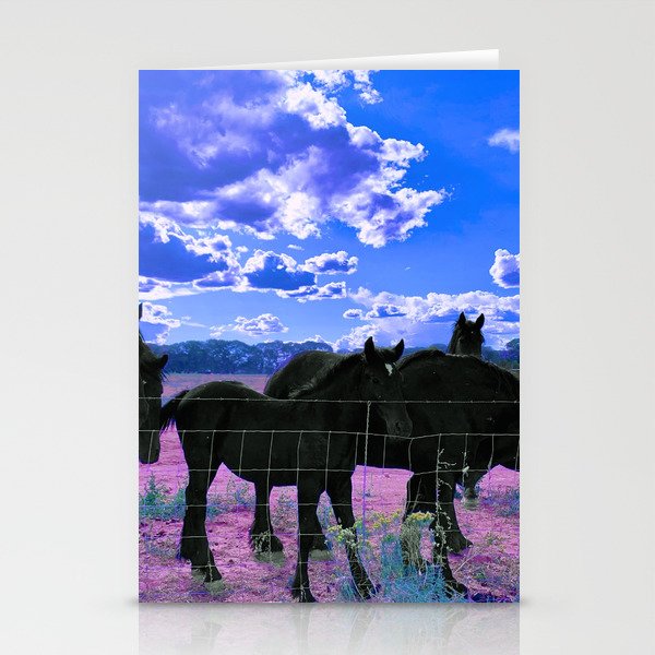 Color Pop Black Horses Stationery Cards