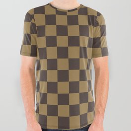 Designer Inspo Brown and Tan Checkerboard Pattern All Over Graphic Tee