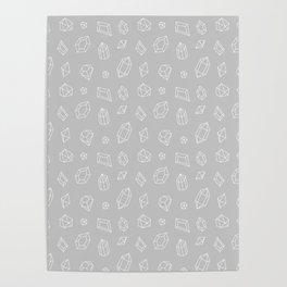 Light Grey and White Gems Pattern Poster