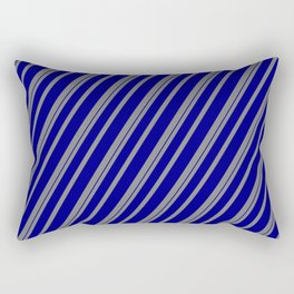 [ Thumbnail: Gray and Blue Colored Striped/Lined Pattern Rectangular Pillow ]