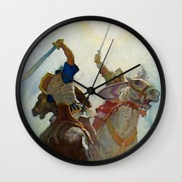 “The Sword Battle Was Fierce” by NC Wyeth Wall Clock