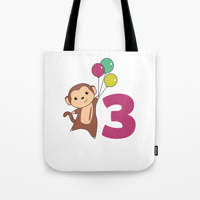 Monkey Third Birthday Balloons Monkeys Kids Tote Bag