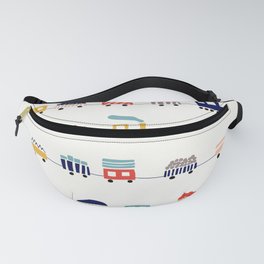 Seamless pattern with cute color trains Fanny Pack