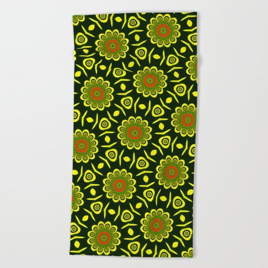 Cute ethnic floral pattern Beach Towel