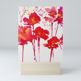 contemporary red floral poppies Mini Art Print