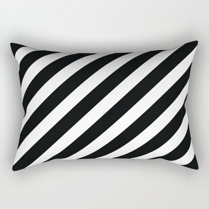 Modern Black & White Minimalist Diagonal Line Pattern Rectangular Pillow