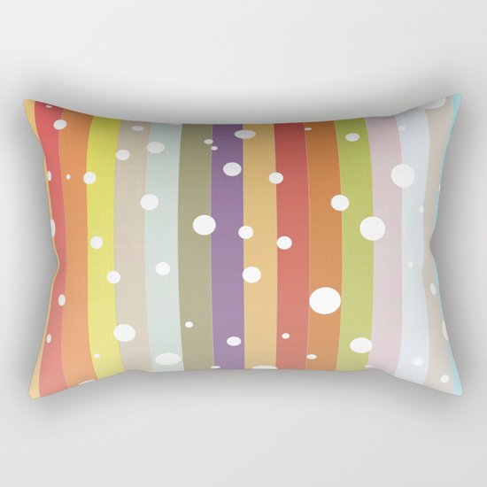 Snow falls on the rainbow Rectangular Pillow