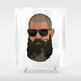 Hipster man with beard and sunglasses Shower Curtain