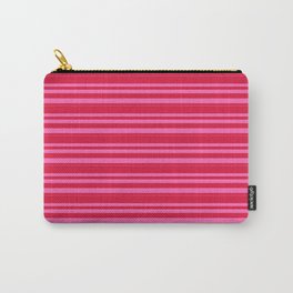 [ Thumbnail: Crimson and Hot Pink Colored Lines/Stripes Pattern Carry-All Pouch ]