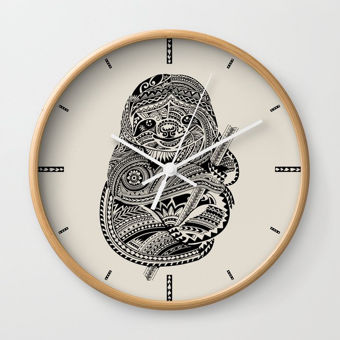 Polynesian Sloth Wall Clock