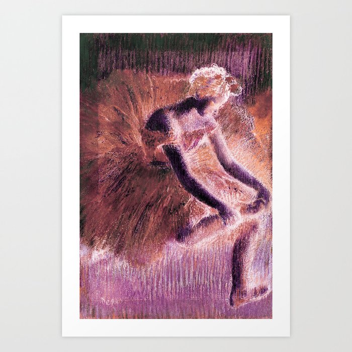 Empowering Elegance: Degas The Dancer Reimagined in Deep Purple and Coral Pink Hues Art Print