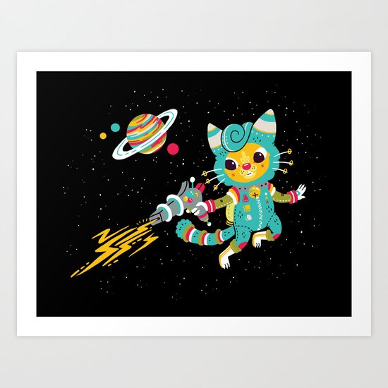 Kitty Cat Space Captain Art Print