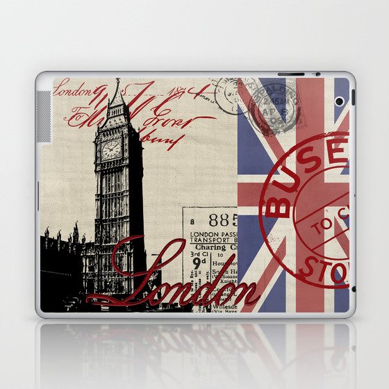 London Great Britain Big Ben Flag Collage Laptop Ipad Skin By Lebensart Society6