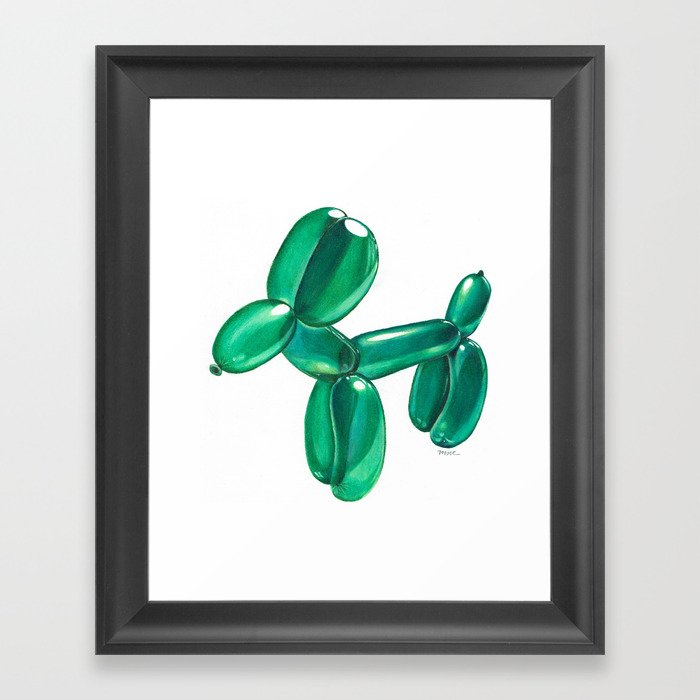Green Pop Dog Framed Art Print