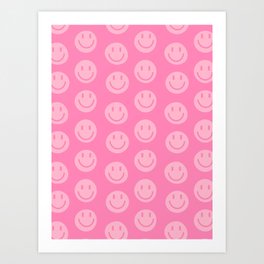 Smiley Face - Pink Art Print