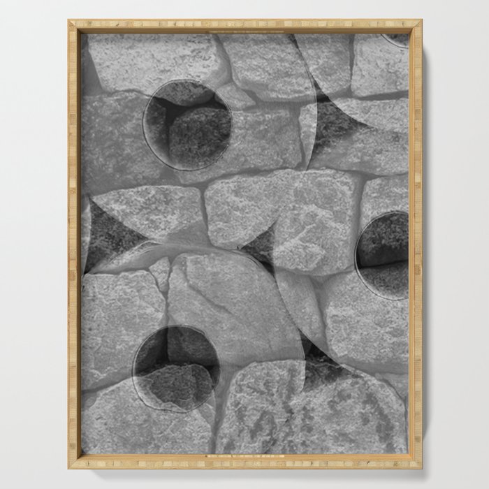 Rock and Roll Gray Scale Toilet Paper Rolls Overlaid with Rocks Serving Tray