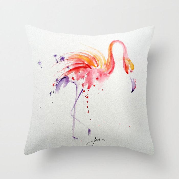 Flaming Flamingo Throw Pillow