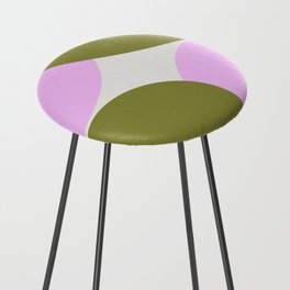 Retro Abstract Arches in Green and Pink Counter Stool