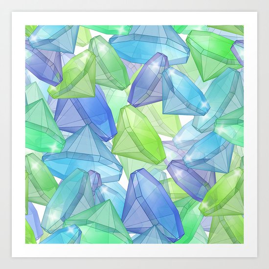 Placer precious stones, yellow , green , blue . Art Print