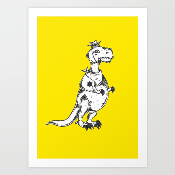 Cowboy T-Rex  Art Print