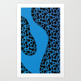 Black & Blue Color Liquid Wavy Design Art Print