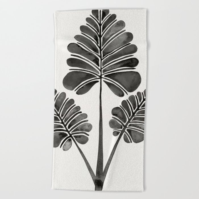 Tropical Palm Leaf Trifecta – Black Palette Beach Towel