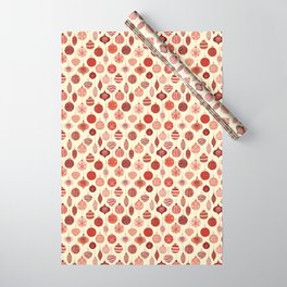 Christmas Ornaments Red Pink Beige Pattern Wrapping Paper