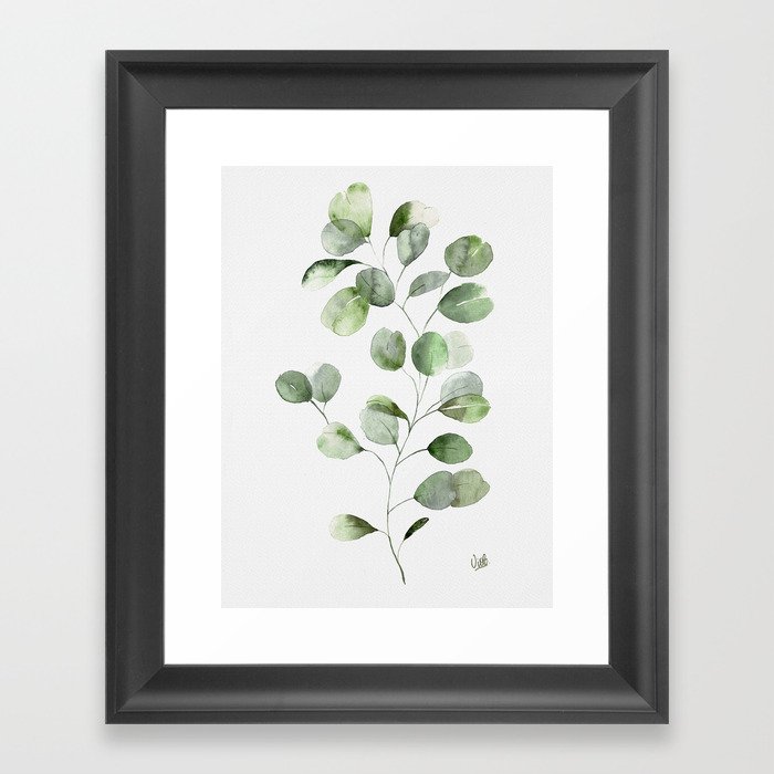 Watercolor Eucalyptus Framed Art Print