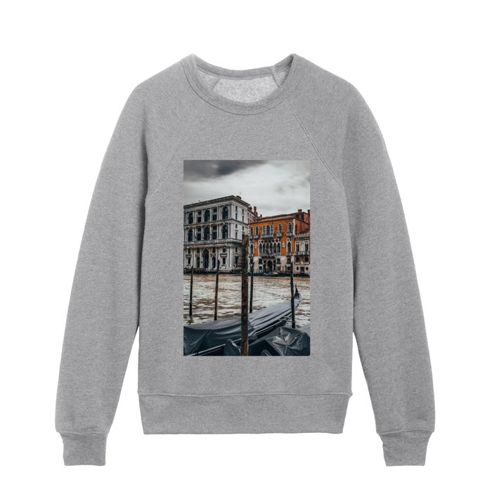 Venice Italy with gondola boats surrounded by beautiful architecture along the grand canal Kids Crewneck