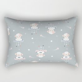Cute Sheeps on Clouds with Stars Rectangular Pillow