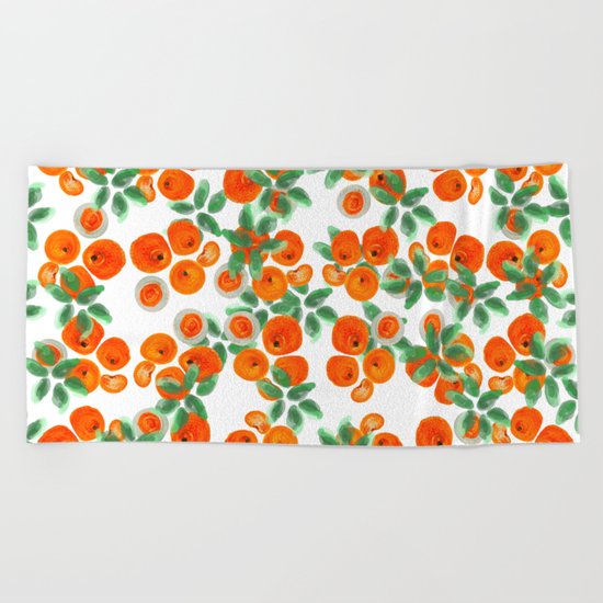 Fresh Orange Juice Pattern Beach Towel
