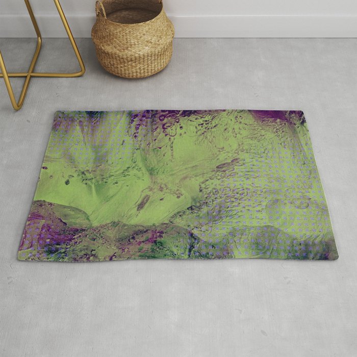 Turbulence No1 green and purple Rug